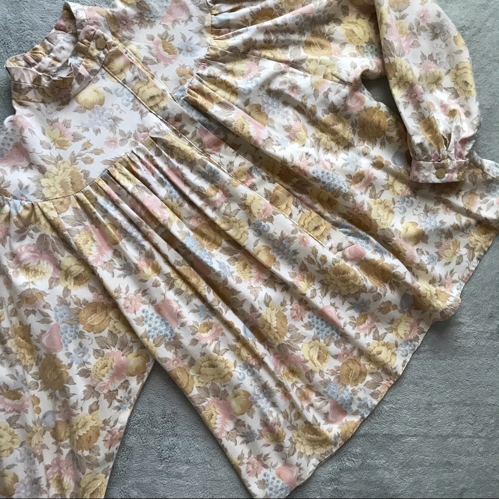 VTG 70s Handmade High Neck Ruffle Prairie Blouse